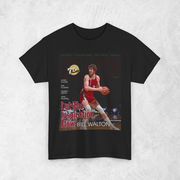 Other - Bill Walton Shirt, Portland Trailblazers Blazers NBA SLAM Cover T-Shirt Black